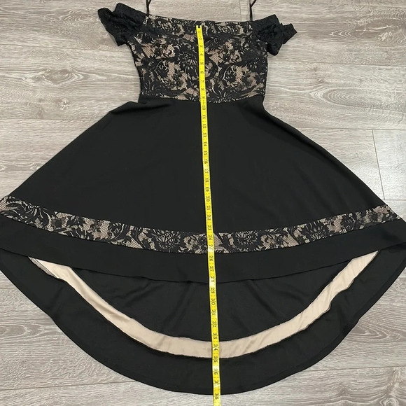City Studio Off The Shoulder Black Lace Top High Low Fit and Flare Dress 7 - Picture 12 of 16